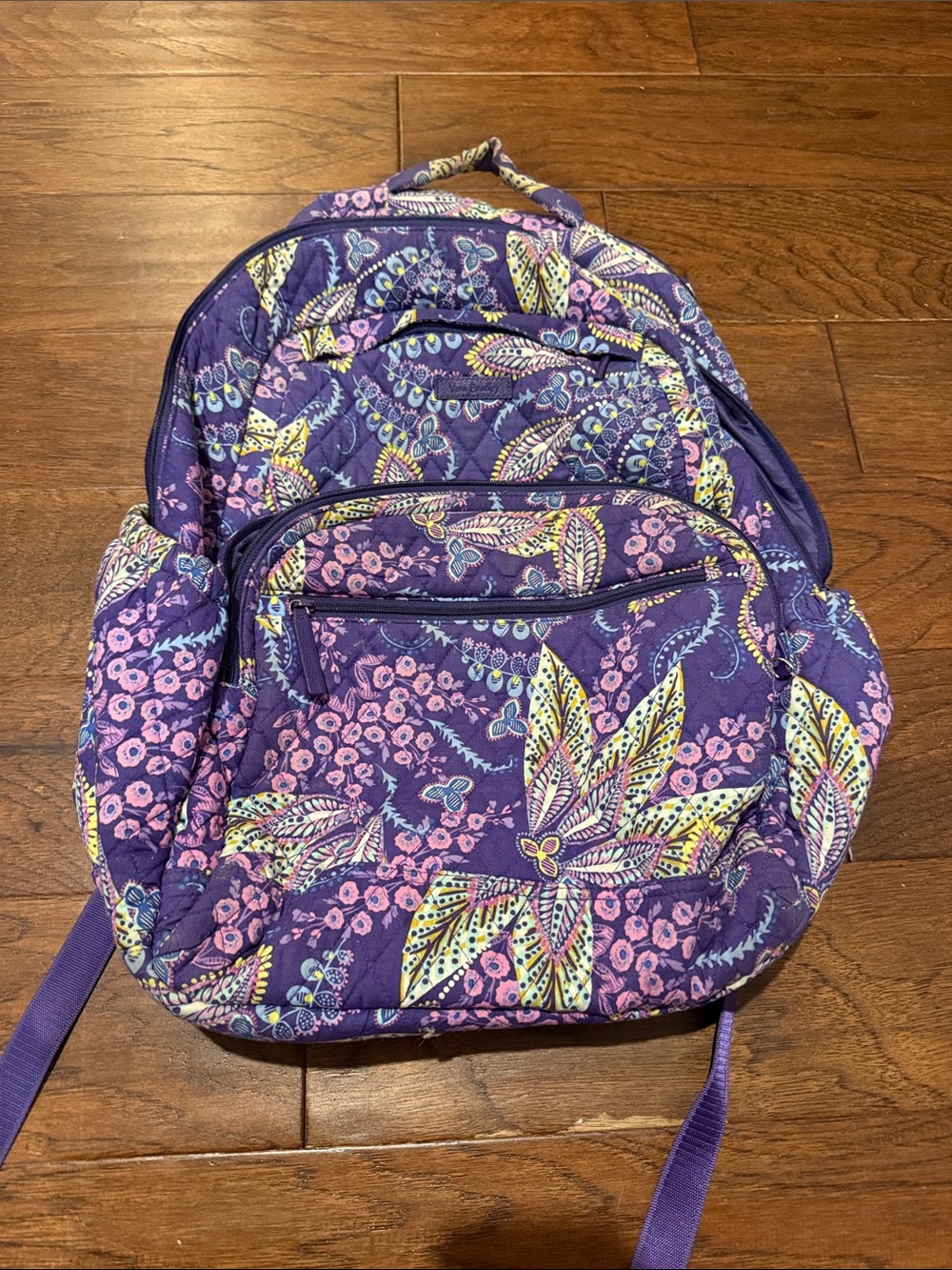 Vera Bradley Purple Floral Quilted Backpack and matching pencil case